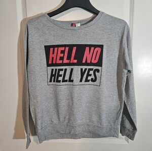 H&M Divided Grey Crewneck Graphic Print Sweatshirt Womens Size Small